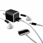 Solid State Black iPhone Earphone, Power Adapter, Cable Skin