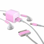 Solid State Pink iPhone Earphone, Power Adapter, Cable Skin