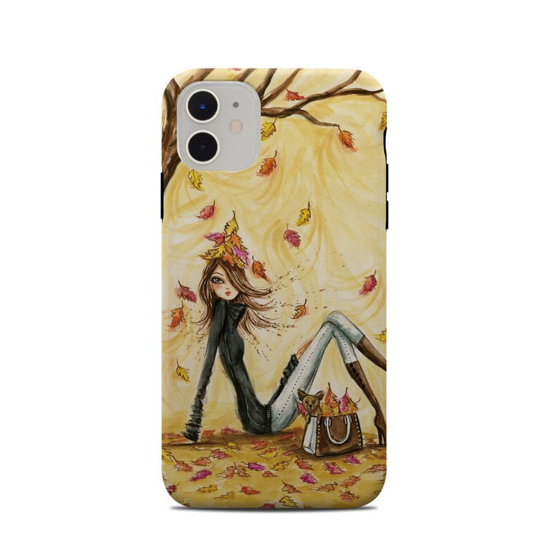 iPhone 11 Clip Case design of Painting, Watercolor paint, Tree, Art, Illustration, Plant, Modern art, Visual arts, Still life, Fictional character, with yellow, red, brown, orange, black, white colors