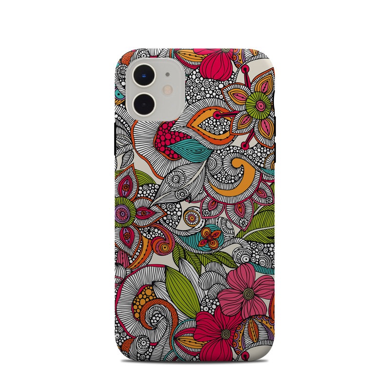 iPhone 11 Clip Case design of Pattern, Drawing, Visual arts, Art, Design, Doodle, Floral design, Motif, Illustration, Textile, with gray, red, black, green, purple, blue colors