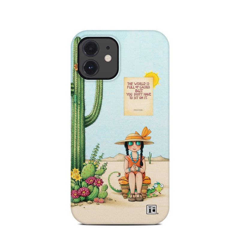 iPhone 12 Clip Case design of Cartoon, Cactus, Illustration, Animated cartoon, Plant, Vegetable, Fictional character, Art with green, yellow, pink, orange, brown colors