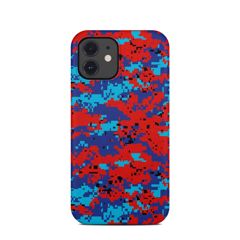 iPhone 12 Clip Case design of Blue, Red, Pattern, Textile, Electric blue, with blue, red colors