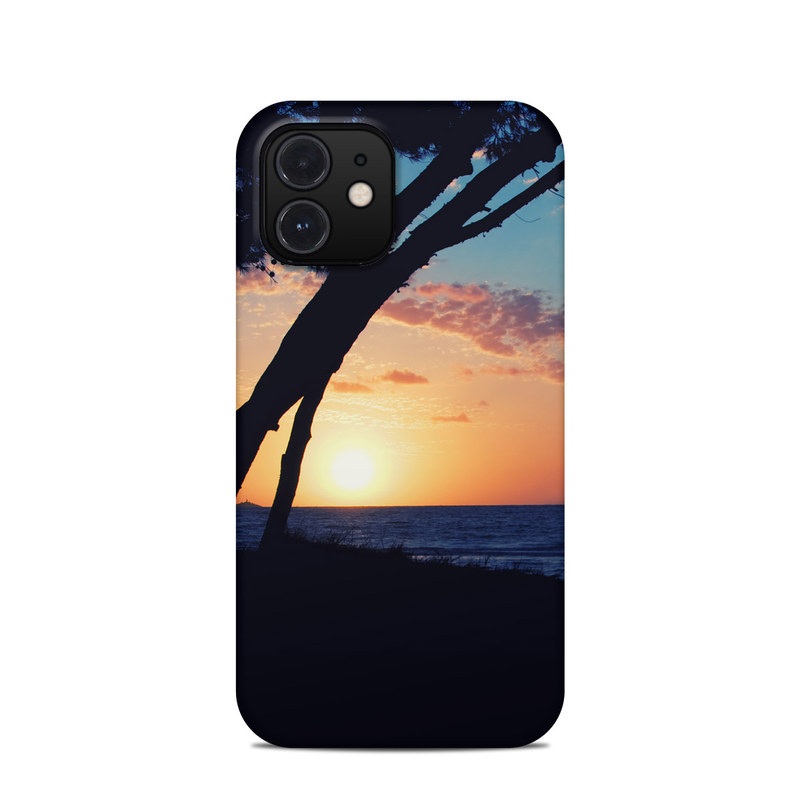 iPhone 12 Clip Case design of Sky, Horizon, Nature, Tree, Sunset, Sunrise, Ocean, Sea, Natural landscape, Afterglow with black, gray, blue, green, red, pink colors