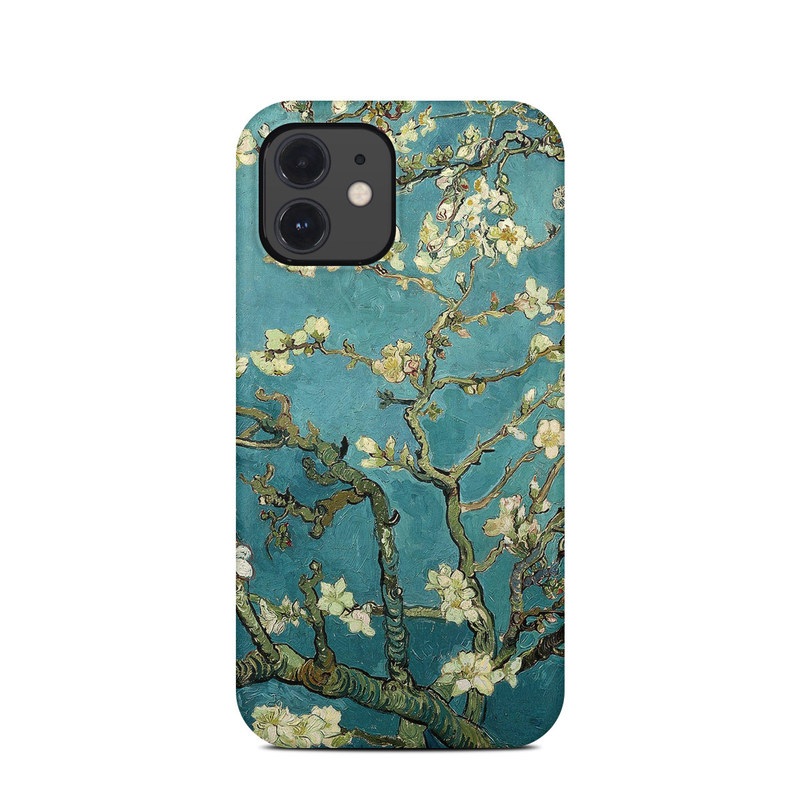 iPhone 12 Clip Case design of Tree, Branch, Plant, Flower, Blossom, Spring, Woody plant, Perennial plant with blue, black, gray, green colors