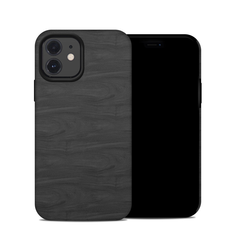 iPhone 12 Hybrid Case design of Black, Brown, Wood, Grey, Flooring, Floor, Laminate flooring, Wood flooring, with black colors