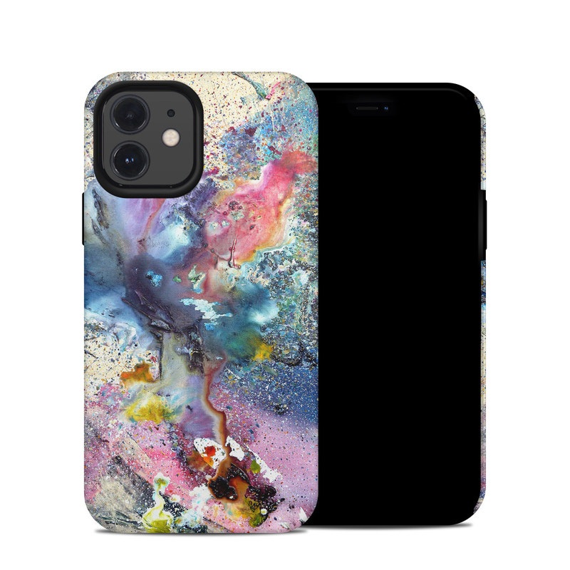 iPhone 12 Hybrid Case design of Watercolor paint, Painting, Acrylic paint, Art, Modern art, Paint, Visual arts, Space, Colorfulness, Illustration with gray, black, blue, red, pink colors