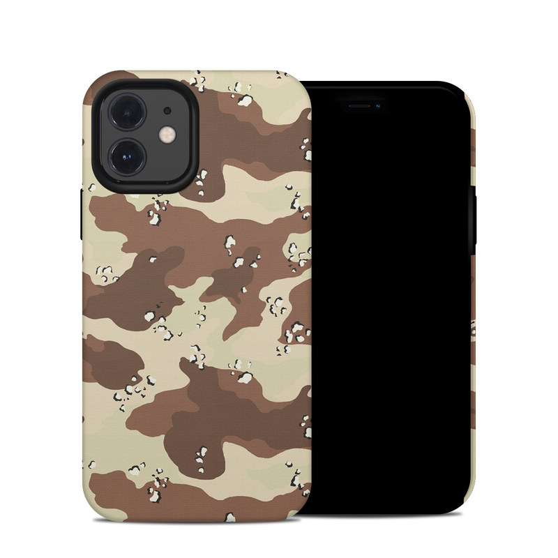 iPhone 12 Hybrid Case design of Military camouflage, Brown, Pattern, Design, Camouflage, Textile, Beige, Illustration, Uniform, Metal, with gray, red, black, green colors