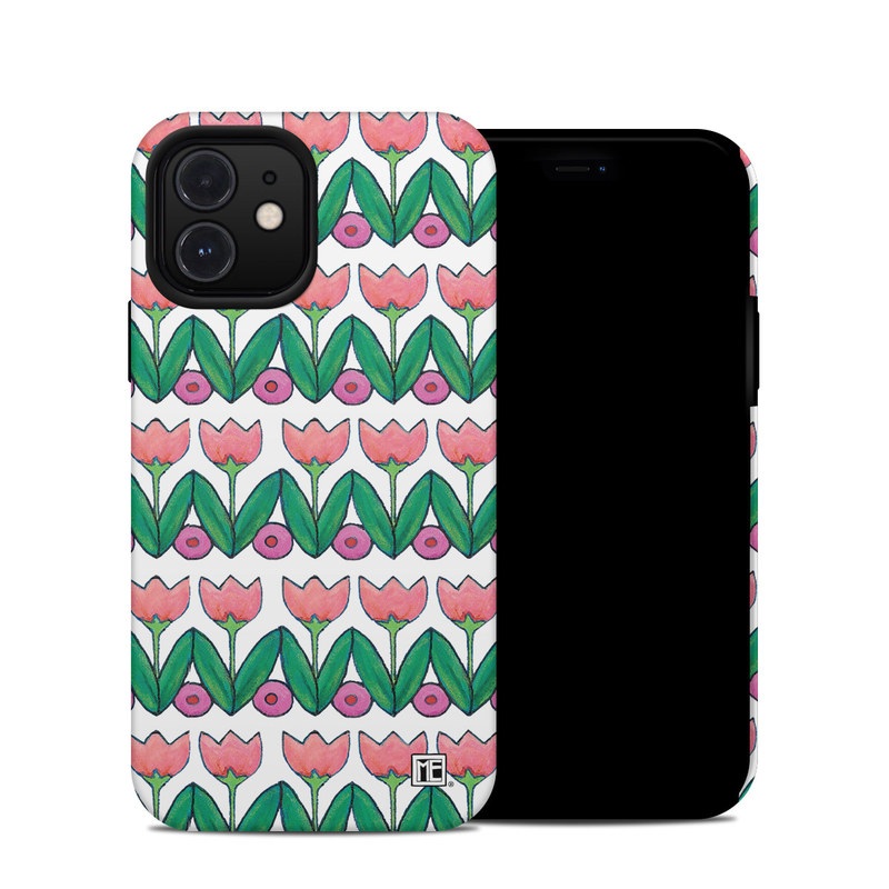 iPhone 12 Hybrid Case design of Green, Rectangle, Textile, Botany, Line, Symmetry, Art, Font, Pattern, Magenta, with white, green, pink, purple colors