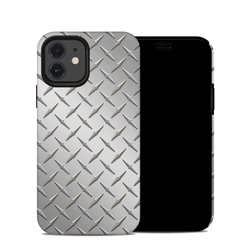 iPhone 12 Hybrid Case design of Pattern, Metal, Line, Design, Steel, Parallel, Tile, Beige, Flooring, with gray colors