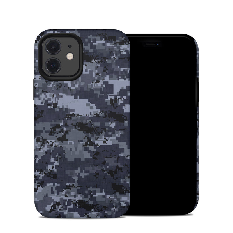 iPhone 12 Hybrid Case design of Military camouflage, Black, Pattern, Blue, Camouflage, Design, Uniform, Textile, Black-and-white, Space with black, gray, blue colors