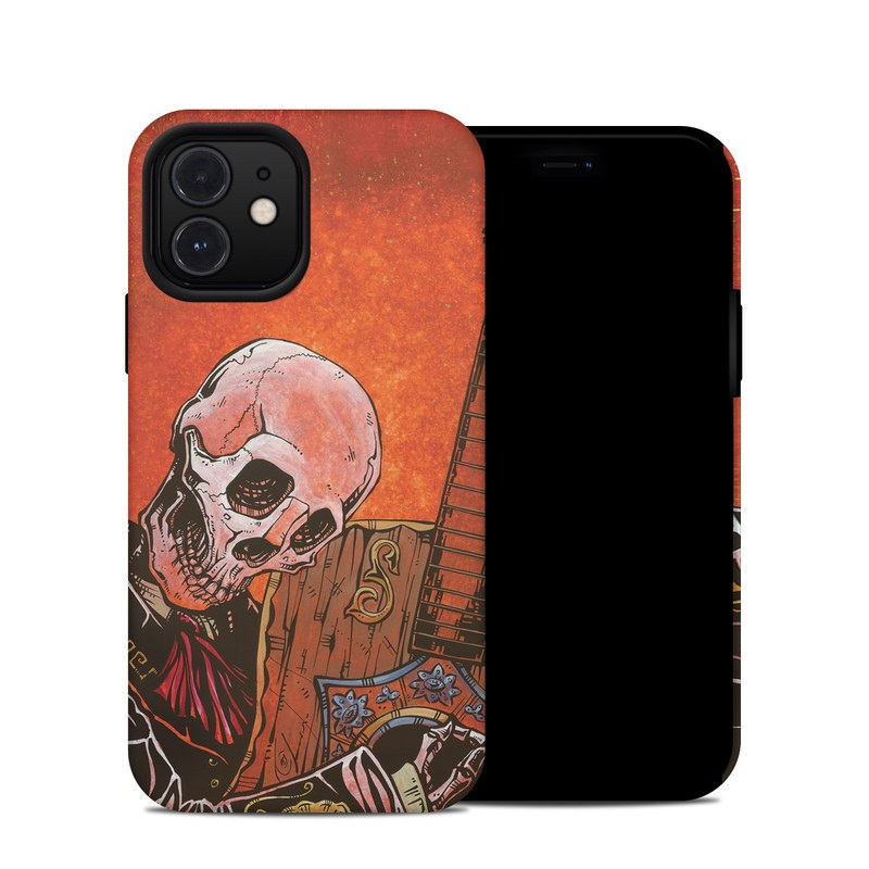 iPhone 12 Hybrid Case design of Sleeve, Art, Painting, Personal protective equipment, Artist, Music, Font, Visual arts, Drawing, Skull, with white, black, gray, brown, orange, yellow, red colors