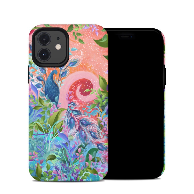iPhone 12 Hybrid Case design of Psychedelic art, Painting, Art, Acrylic paint, Pattern, Modern art, Visual arts, Textile, Design, Organism, with gray, blue, green, pink colors