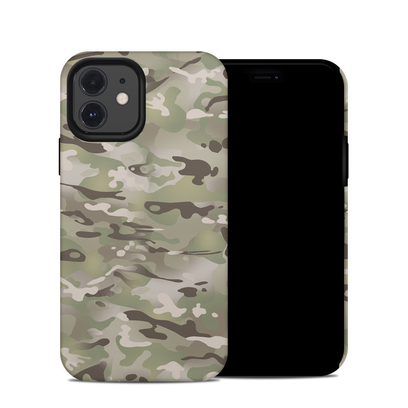 iPhone 12 Hybrid Case design of Military camouflage, Camouflage, Pattern, Clothing, Uniform, Design, Military uniform, Bed sheet with gray, green, black, red colors