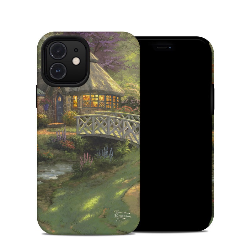 iPhone 12 Hybrid Case design of Natural landscape, Nature, Strategy video game, Painting, Landscape, Morning, Biome, Landscaping, Rural area, Tree, with black, green, red, gray colors