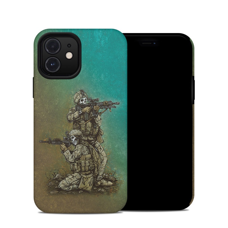 iPhone 12 Hybrid Case design of Art, Sculpture, Landscape, Illustration, Visual arts, Wood, Drawing, Fictional character, Soil, Circle, with blue, green, white, gray, brown colors