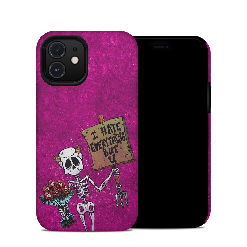iPhone 12 Hybrid Case design of Purple, Pink, Violet, Magenta, Font, Tints and shades, Art, Electric blue, Skull, Rectangle, with white, gray, pink, red, green, brown, black colors