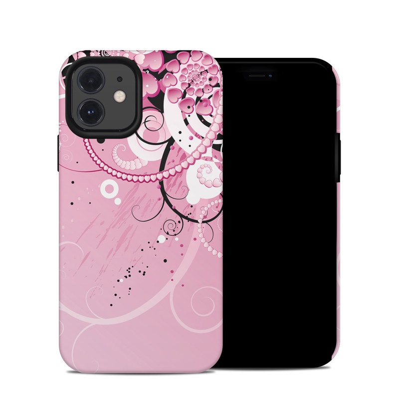 iPhone 12 Hybrid Case design of Pink, Floral design, Graphic design, Text, Design, Flower Arranging, Pattern, Illustration, Flower, Floristry with pink, gray, black, white, purple, red colors