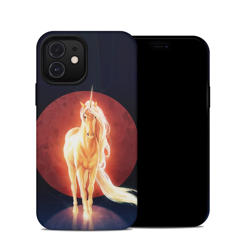 iPhone 12 Hybrid Case design of Hair, Horse, Human body, Jaw, Art, Entertainment, Heat, Neon, Flame, Tail, with black, red, orange, yellow, white, purple colors