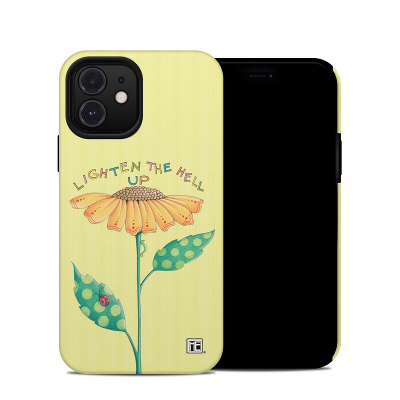 iPhone 12 Hybrid Case design of Flower, Plant, Botany, Flowering plant, Illustration, Wildflower, Daisy family, Coneflower, Pedicel with yellow, green, red, black, orange, blue colors