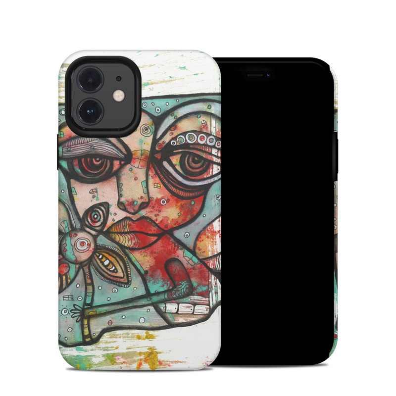 iPhone 12 Hybrid Case design of Modern art, Art, Painting, Illustration, Visual arts, Psychedelic art, Acrylic paint, Watercolor paint, Graffiti, Drawing with gray, black, red, green, blue, white colors