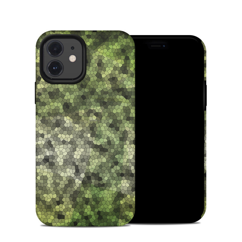 iPhone 12 Hybrid Case design of Green, Grass, Leaf, Plant, Pattern, Groundcover, with black, white, green, gray colors