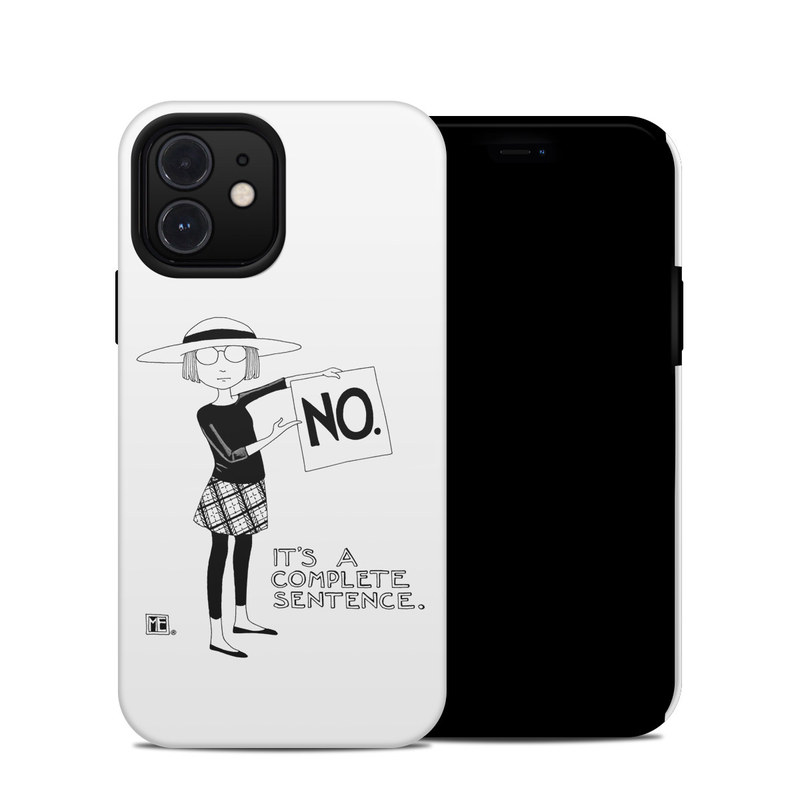 iPhone 12 Hybrid Case design of Cartoon, Illustration, Design, Font, Black-and-white, Pattern, Style, with white, black colors