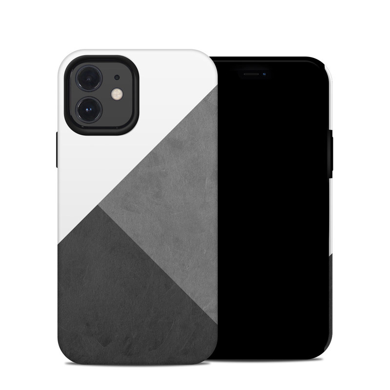 iPhone 12 Hybrid Case design of Black, White, Black-and-white, Line, Grey, Architecture, Monochrome, Triangle, Monochrome photography, Pattern, with white, black, gray colors