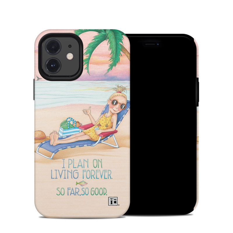 iPhone 12 Hybrid Case design of Vacation, Product, Summer, Aqua, Illustration, Sun tanning, Fictional character, Caribbean, Graphics, Happy, with pink, green, brown, yellow, blue, white, red colors