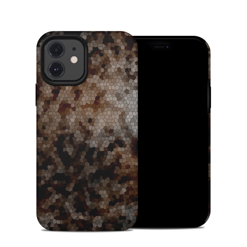 iPhone 12 Hybrid Case design of Brown, Design, Soil, Pattern, Rock, Rust, Granite, Metal with black, white, gray, brown colors