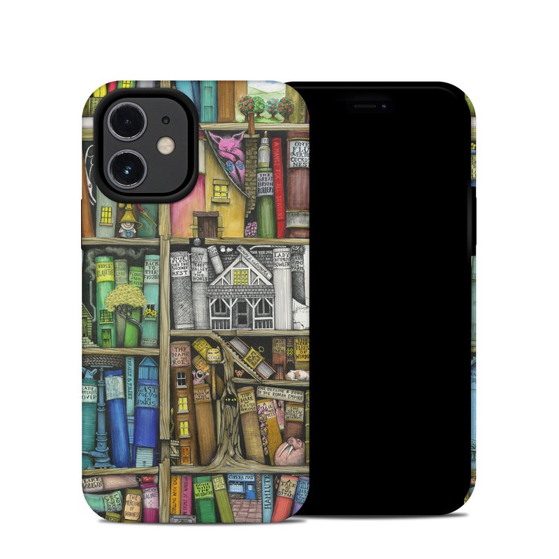 iPhone 12 mini Hybrid Case design of Collection, Art, Visual arts, Bookselling, Shelving, Painting, Building, Shelf, Publication, Modern art, with brown, green, blue, red, pink colors