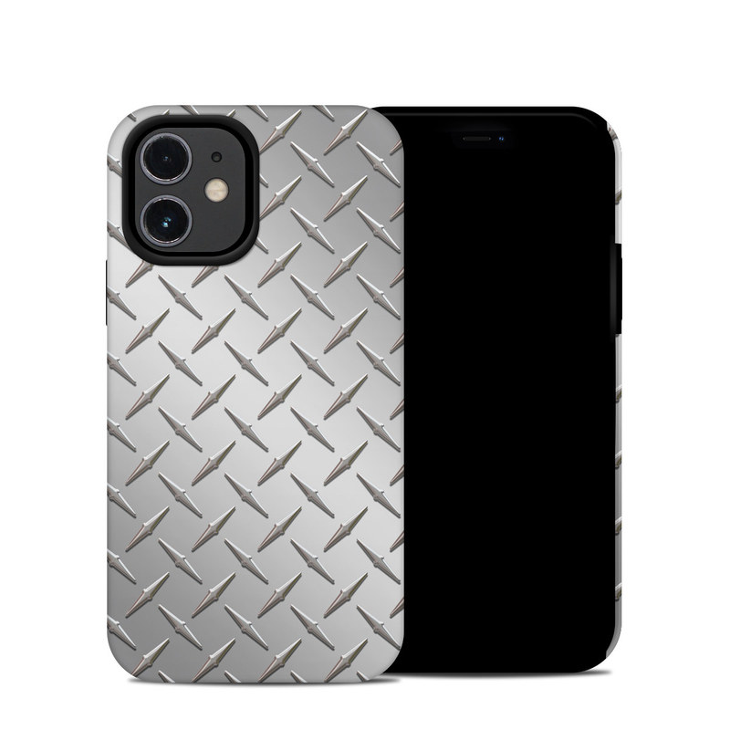 iPhone 12 mini Hybrid Case design of Pattern, Metal, Line, Design, Steel, Parallel, Tile, Beige, Flooring with gray colors