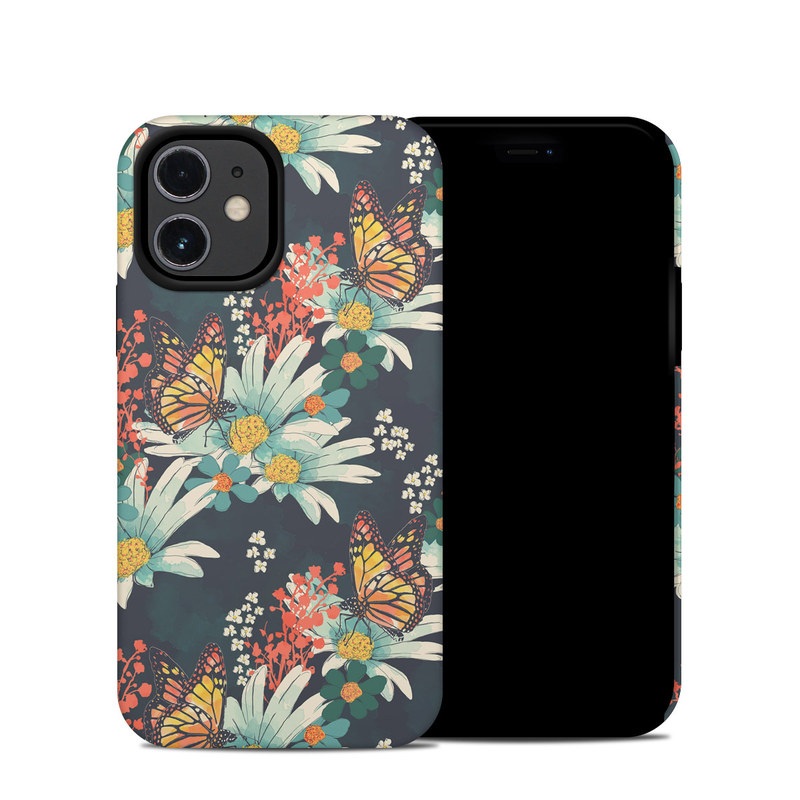 iPhone 12 mini Hybrid Case design of Floral design, Pattern, Flower, Floristry, Textile, Botany, Plant, Visual arts, Design, Flower Arranging with black, gray, green, red, blue, pink colors