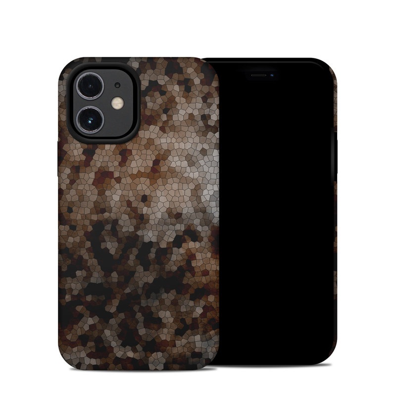 iPhone 12 mini Hybrid Case design of Brown, Design, Soil, Pattern, Rock, Rust, Granite, Metal, with black, white, gray, brown colors