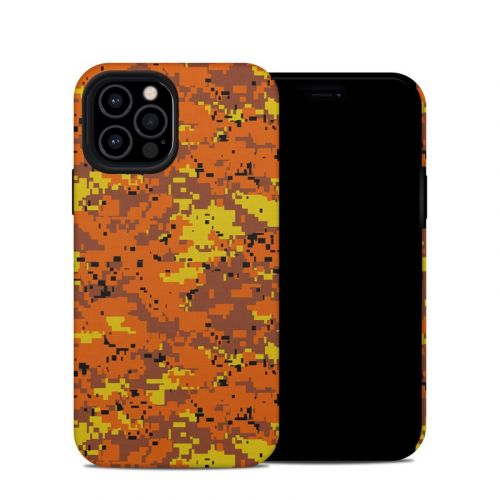 Digital Orange Camo iPhone 12 Pro Hybrid Case