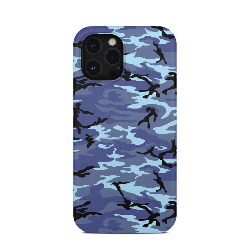 iPhone 12 Pro Max Clip Case design of Military camouflage, Pattern, Blue, Aqua, Teal, Design, Camouflage, Textile, Uniform, with blue, black, gray, purple colors