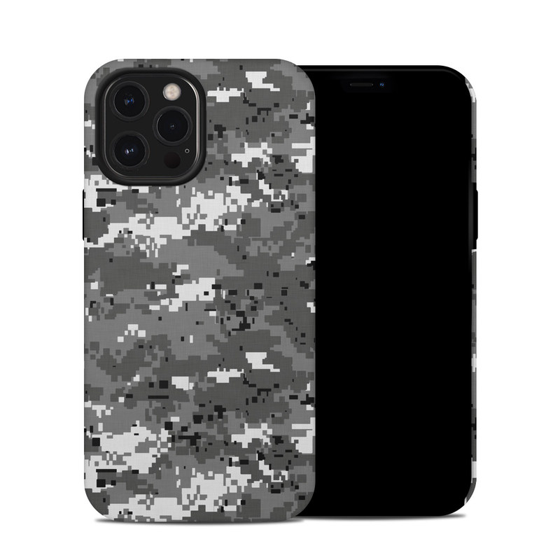 iPhone 12 Pro Max Hybrid Case design of Military camouflage, Pattern, Camouflage, Design, Uniform, Metal, Black-and-white, with black, gray colors