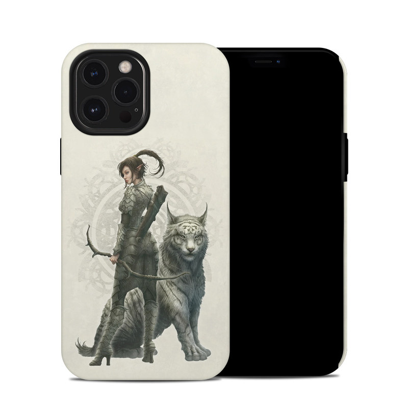 iPhone 12 Pro Max Hybrid Case design of Illustration, Fictional character, Drawing, Woman warrior, Art, Mythology, Sketch, with gray, black, pink, yellow, green colors