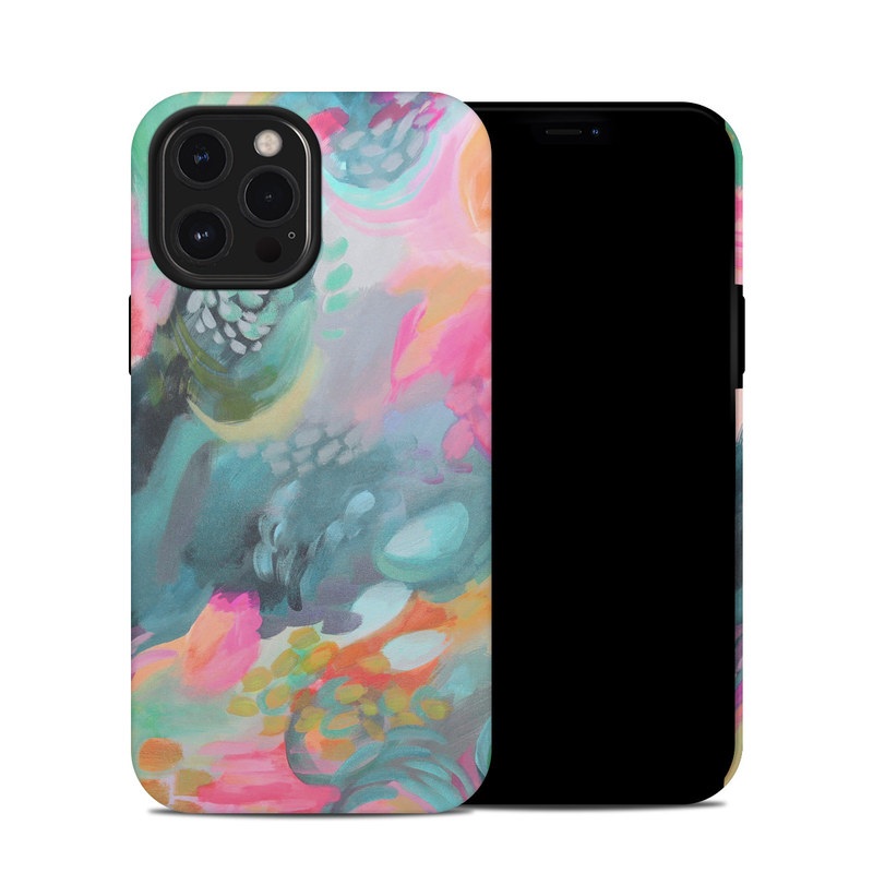 iPhone 12 Pro Max Hybrid Case design of Painting, Acrylic paint, Modern art, Art, Pink, Visual arts, Watercolor paint, Pattern, Illustration, Paint, with blue, pink, orange, yellow, green, purple colors