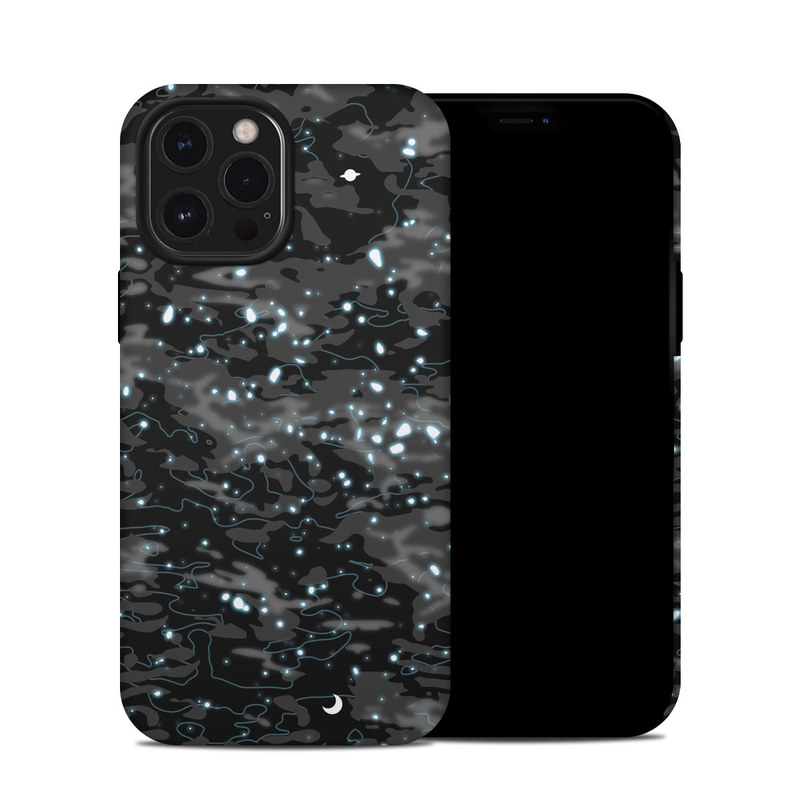 iPhone 12 Pro Max Hybrid Case design of Black, Water, Space, Black-and-white, Granite, with blue, white, gray, blue colors