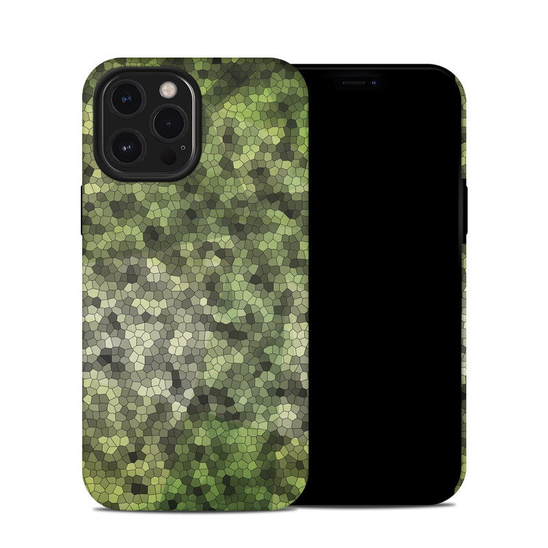 iPhone 12 Pro Max Hybrid Case design of Green, Grass, Leaf, Plant, Pattern, Groundcover with black, white, green, gray colors