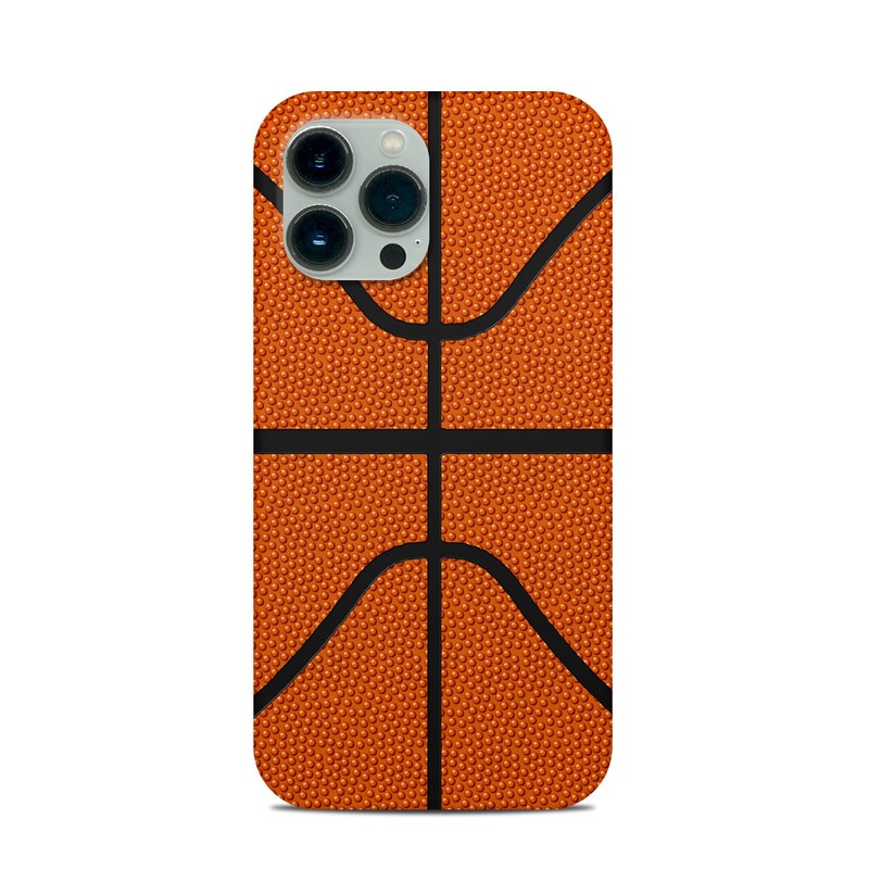 iPhone 13 Pro Max Clip Case design of Orange, Basketball, Line, Pattern, Sport venue, Brown, Yellow, Design, Net, Team sport with orange, black colors