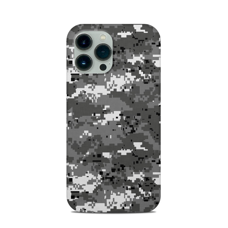 iPhone 13 Pro Max Clip Case design of Military camouflage, Pattern, Camouflage, Design, Uniform, Metal, Black-and-white with black, gray colors