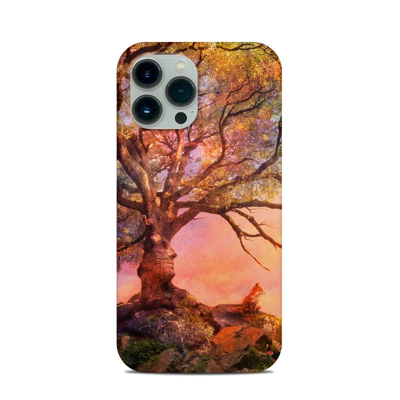 iPhone 13 Pro Max Clip Case design of Nature, Tree, Sky, Natural landscape, Branch, Leaf, Woody plant, Trunk, Landscape, Plant, with pink, red, black, green, gray, orange colors