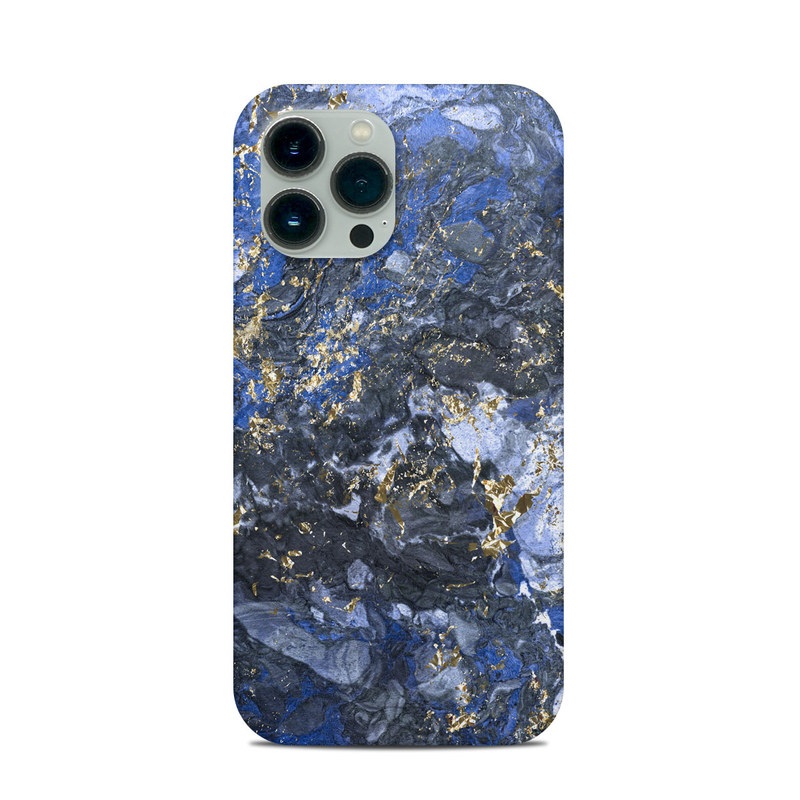 iPhone 13 Pro Max Clip Case design of Blue, Water, Cobalt blue, Rock, Painting, Geology, Electric blue, Mineral, Pattern, Acrylic paint with black, blue, yellow, white, gray colors