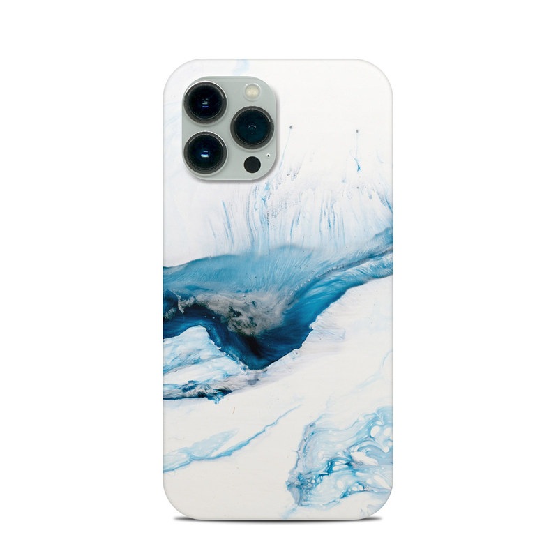 iPhone 13 Pro Max Clip Case design of Glacial landform, Blue, Water, Glacier, Sky, Arctic, Ice cap, Watercolor paint, Drawing, Art with white, blue, black colors