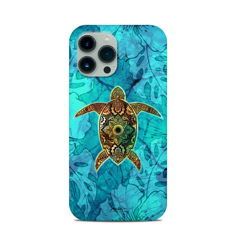 iPhone 13 Pro Max Clip Case design of Sea turtle, Green sea turtle, Turtle, Hawksbill sea turtle, Tortoise, Reptile, Loggerhead sea turtle, Illustration, Art, Pattern with blue, black, green, gray, red colors