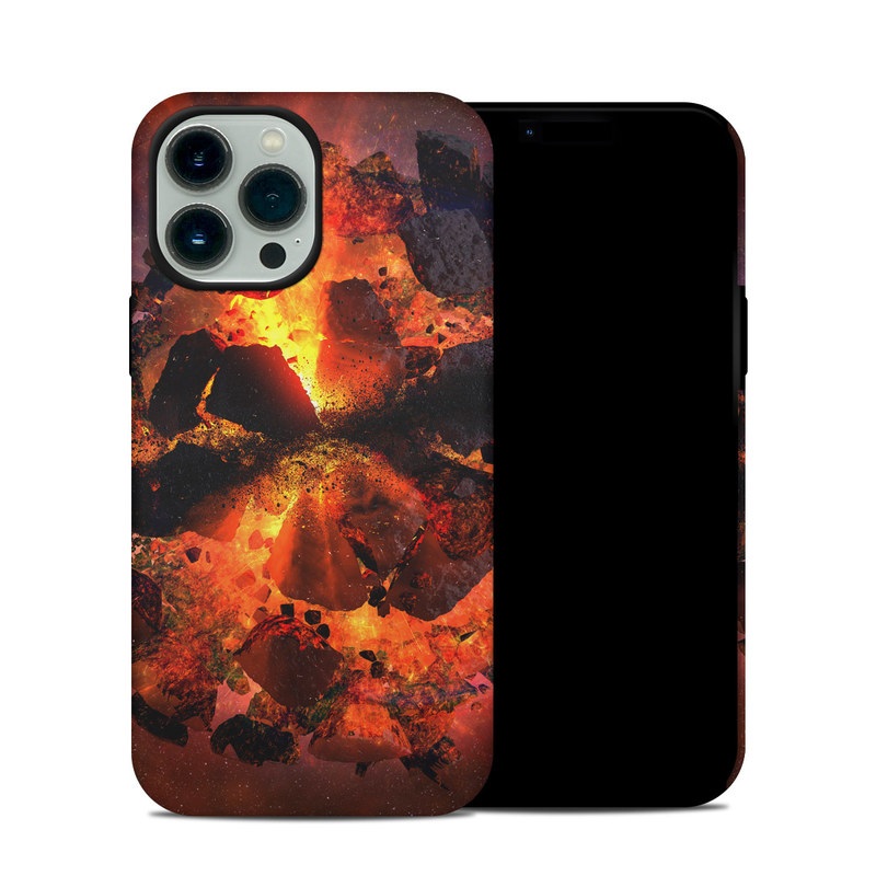 iPhone 13 Pro Max Hybrid Case design of Flame, Heat, Fire, Space, Atmosphere, Charcoal, Explosion, Geological phenomenon, Ash, Graphics with black, red colors