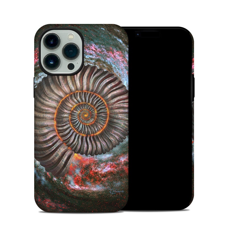 iPhone 13 Pro Max Hybrid Case design of Spiral, Fractal art, Vortex, Circle, Art, Ammonoidea with black, brown, red, white, blue, green colors
