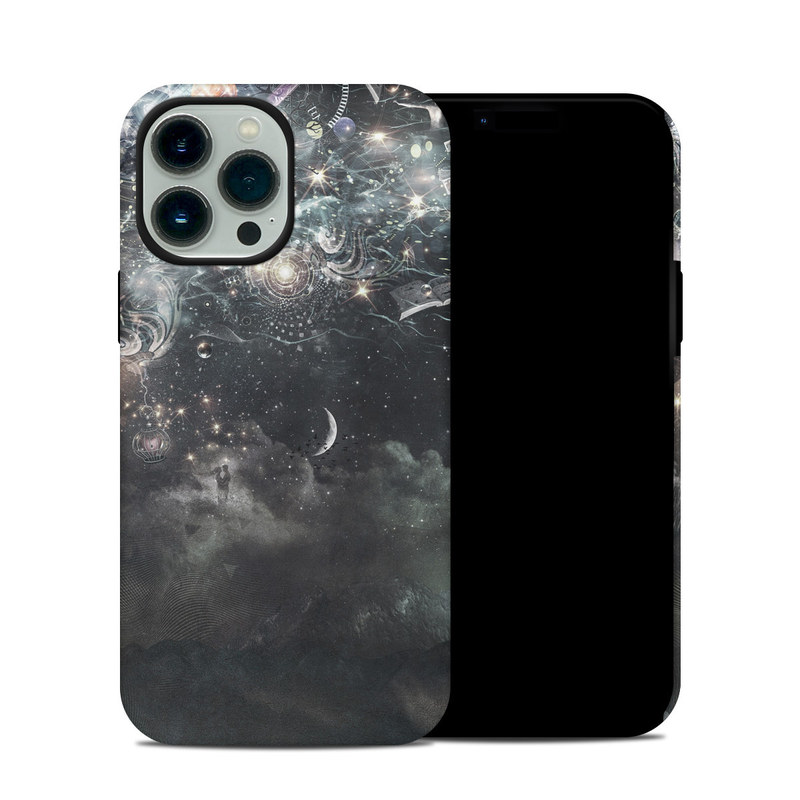 iPhone 13 Pro Max Hybrid Case design of Space, Cg artwork, Art, Sky, Darkness, Illustration, Graphic design, Outer space, Graphics, Animation with white, black, gray, yellow colors