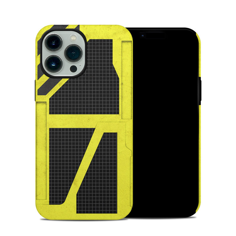 iPhone 13 Pro Max Hybrid Case design of Yellow, Green, Font, Pattern, Graphic design with black, yellow, gray, blue, green colors
